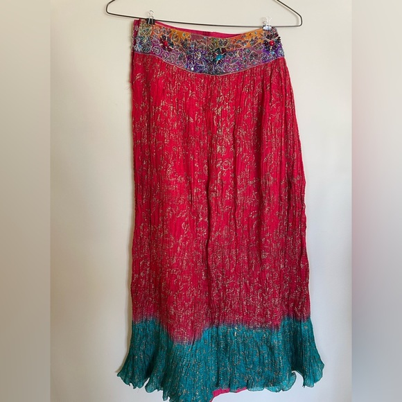 Red and Teal Lehenga - Three Pieces (Blouse, Lehenga Skirt, and Dupatta) - Picture 10 of 11